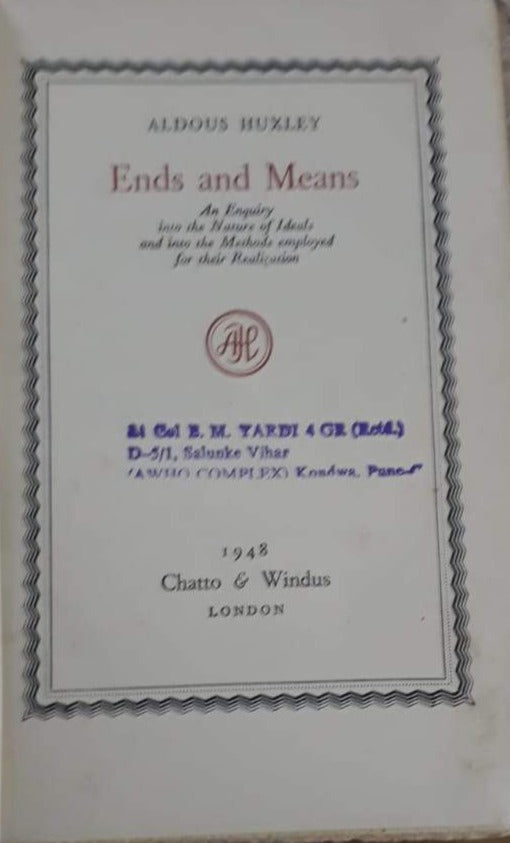 ENDS AND MEANS BY ALDOUS HUXLEY 1948 EDITION  Half Price Books India Books inspire-bookspace.myshopify.com Half Price Books India